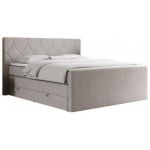 Łóżko kontynentalne KING EIGAR 140x200 - H3 - beżowy, struktura