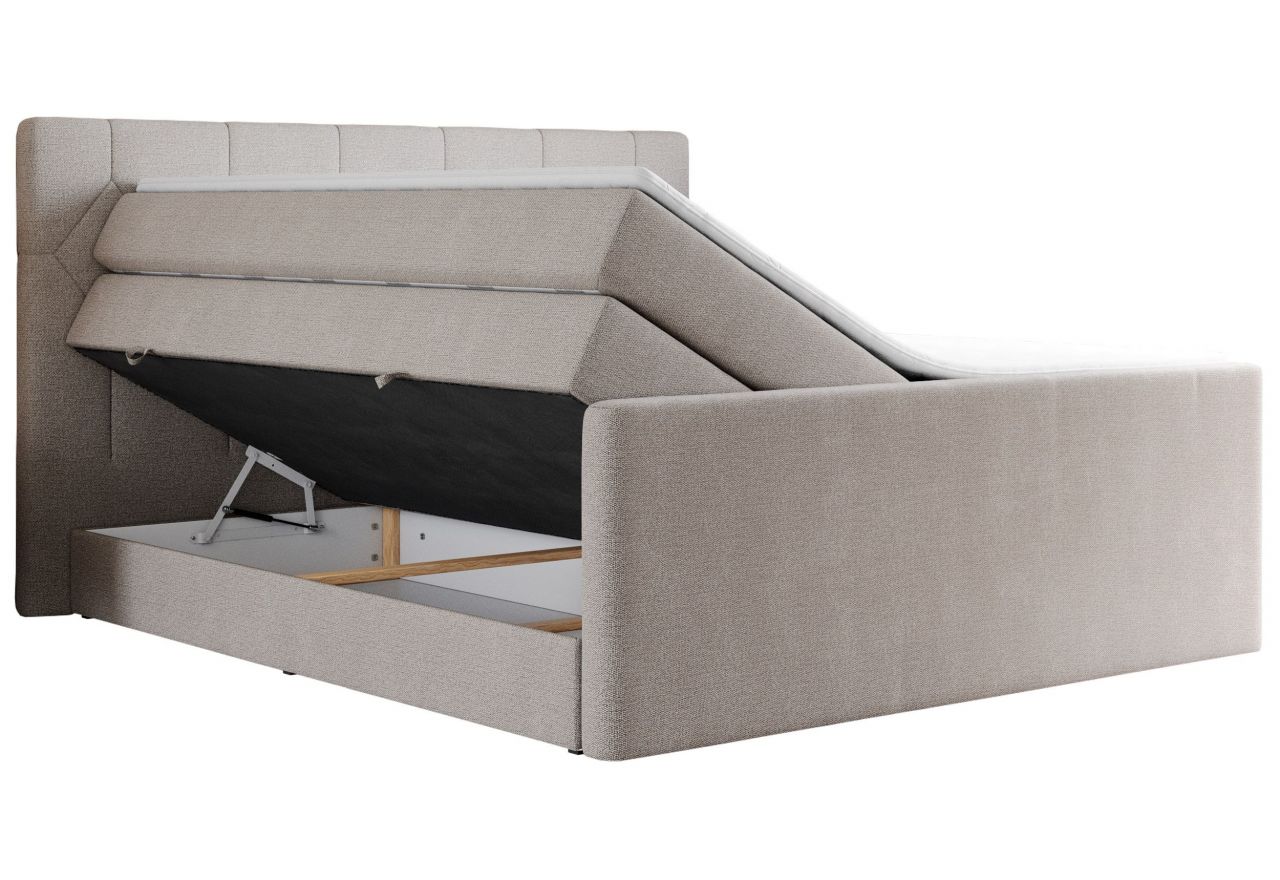 Łóżko kontynentalne KING EIGAR 140x200 - H3 - beżowy, struktura