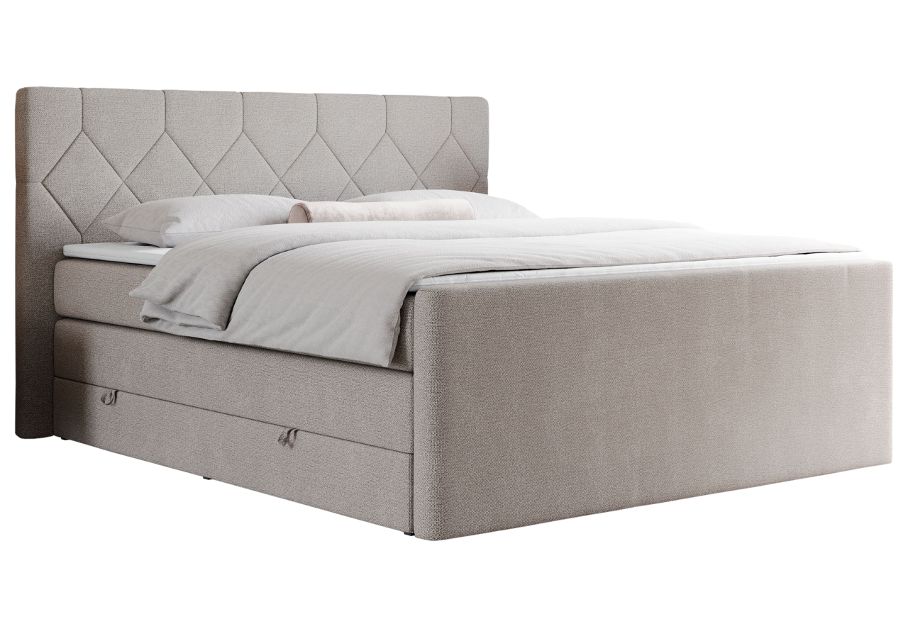 Łóżko kontynentalne KING EIGAR 200x200 - H3 - beżowy, struktura