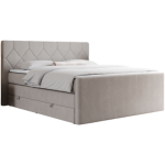 Łóżko kontynentalne KING EIGAR 200x200 - H3 - beżowy, struktura