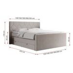 Łóżko kontynentalne KING EIGAR 200x200 - H3 - beżowy, struktura