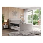 Łóżko kontynentalne KING EIGAR 200x200 - H3 - beżowy, struktura