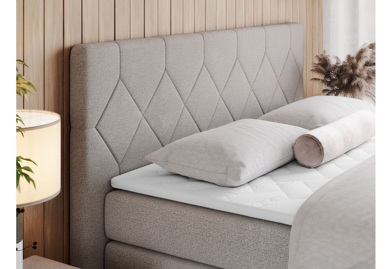 Łóżko kontynentalne KING EIGAR 200x200 - H3 - beżowy, struktura