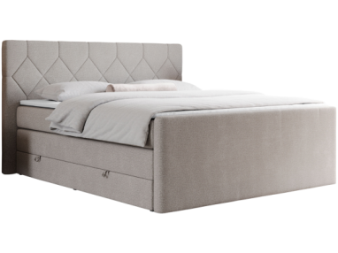 Łóżko kontynentalne KING EIGAR 200x200 - H4 - beżowy, struktura