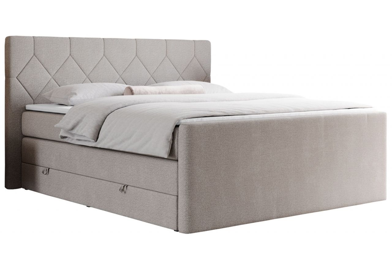 Łóżko kontynentalne KING EIGAR 200x200 - H4 - beżowy, struktura