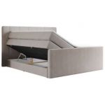 Łóżko kontynentalne KING EIGAR 200x200 - H4 - beżowy, struktura