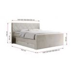 Łóżko kontynentalne KING EIGAR 120x200 - H3 - beżowy, welwet