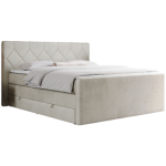 Łóżko kontynentalne KING EIGAR 140x200 - H3 - beżowy, welwet