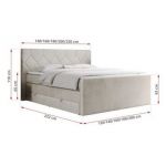 Łóżko kontynentalne KING EIGAR 120x200 - H4 - beżowy, welwet