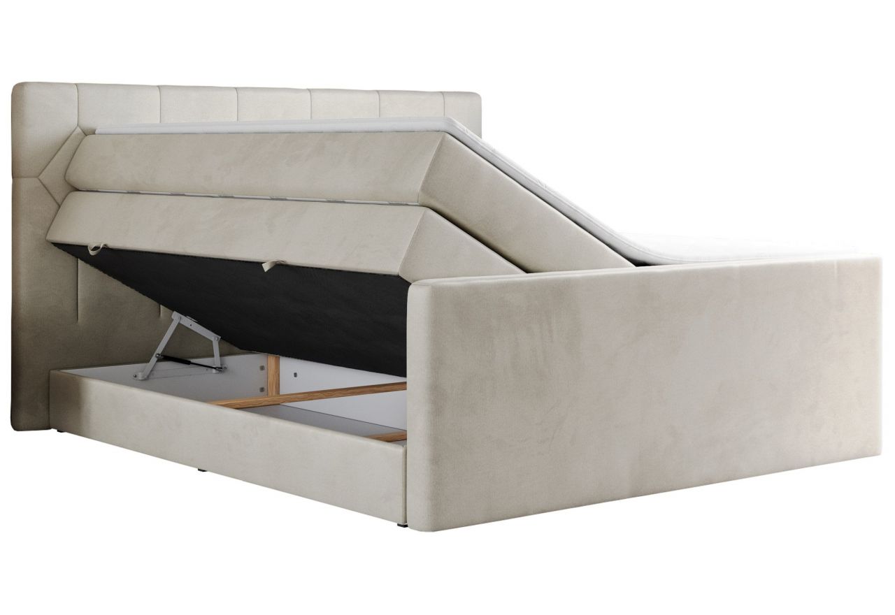 Łóżko kontynentalne KING EIGAR 120x200 - H4 - beżowy, welwet