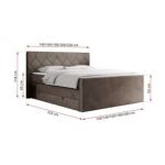 Łóżko kontynentalne KING EIGAR 120x200 - H3 - brązowy, welwet