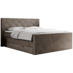 Łóżko kontynentalne KING EIGAR 200x200 - H3 - brązowy, welwet