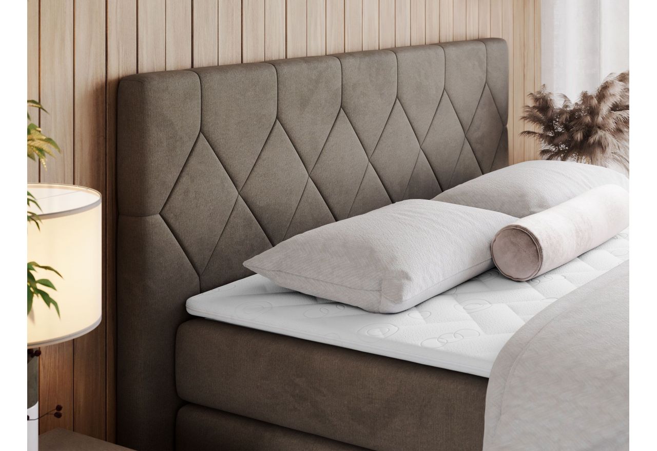 Łóżko kontynentalne KING EIGAR 200x200 - H3 - brązowy, welwet