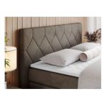 Łóżko kontynentalne KING EIGAR 200x200 - H3 - brązowy, welwet