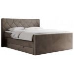 Łóżko kontynentalne KING EIGAR 200x200 - H3 - brązowy, welwet