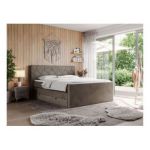 Łóżko kontynentalne KING EIGAR 120x200 - H4 - brązowy, welwet