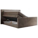 Łóżko kontynentalne KING EIGAR 200x200 - H4 - brązowy, welwet