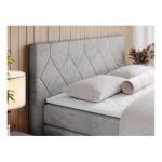 Łóżko kontynentalne KING EIGAR 140x200 - H3 - jasnoszary, welwet