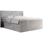 Łóżko kontynentalne KING EIGAR 160x200 - H3 - jasnoszary, welwet