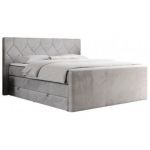 Łóżko kontynentalne KING EIGAR 120x200 - H4 - jasnoszary, welwet