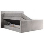 Łóżko kontynentalne KING EIGAR 120x200 - H4 - jasnoszary, welwet