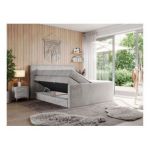 Łóżko kontynentalne KING EIGAR 200x200 - H4 - jasnoszary, welwet