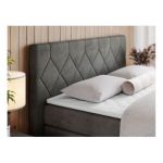 Łóżko kontynentalne KING EIGAR 140x200 - H3 - ciemnoszary, welwet