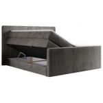 Łóżko kontynentalne KING EIGAR 140x200 - H3 - ciemnoszary, welwet