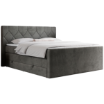 Łóżko kontynentalne KING EIGAR 120x200 - H4 - ciemnoszary, welwet