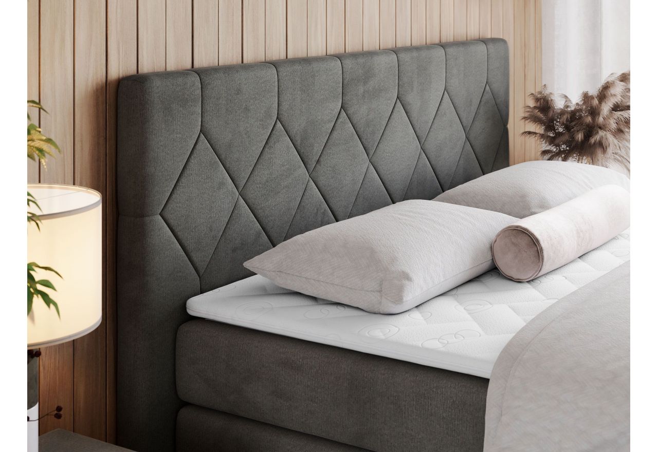 Łóżko kontynentalne KING EIGAR 140x200 - H4 - ciemnoszary, welwet