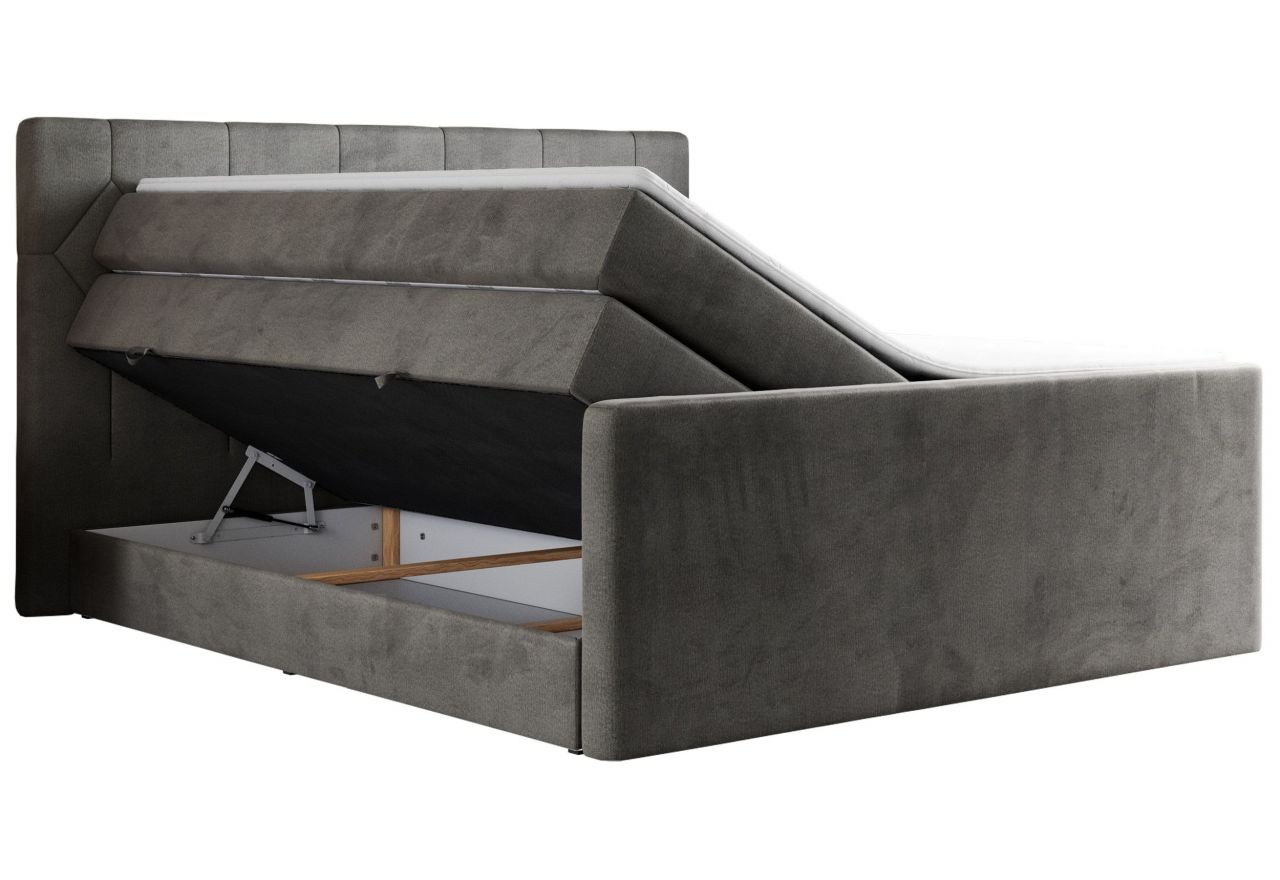 Łóżko kontynentalne KING EIGAR 160x200 - H4 - ciemnoszary, welwet