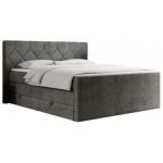 Łóżko kontynentalne KING EIGAR 200x200 - H4 - ciemnoszary, welwet