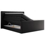 Łóżko kontynentalne KING EIGAR 140x200 - H3 - czarny, ekoskóra