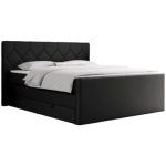 Łóżko kontynentalne KING EIGAR 200x200 - H3 - czarny, ekoskóra