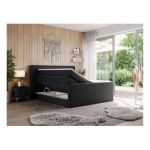 Łóżko kontynentalne KING EIGAR 200x200 - H3 - czarny, ekoskóra