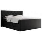 Łóżko kontynentalne KING EIGAR 200x200 - H3 - czarny, ekoskóra