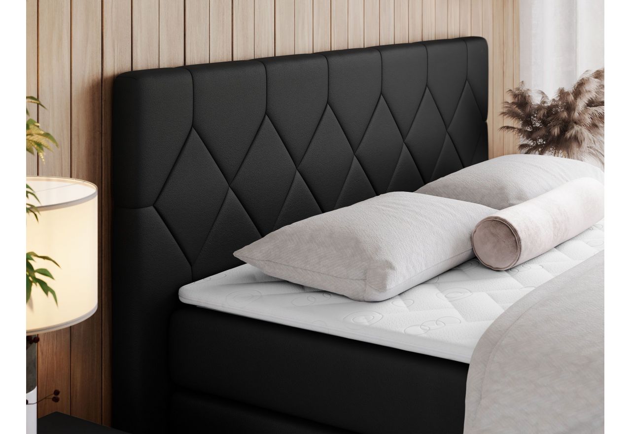 Łóżko kontynentalne KING EIGAR 120x200 - H4 - czarny, ekoskóra