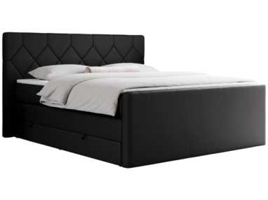 Łóżko kontynentalne KING EIGAR 200x200 - H4 - czarny, ekoskóra