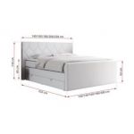 Łóżko kontynentalne KING EIGAR 120x200 - H3 - biały, ekoskóra