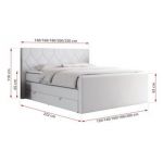 Łóżko kontynentalne KING EIGAR 180x200 - H3 - biały, ekoskóra