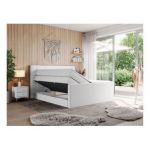 Łóżko kontynentalne KING EIGAR 200x200 - H3 - biały, ekoskóra