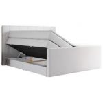 Łóżko kontynentalne KING EIGAR 200x200 - H3 - biały, ekoskóra