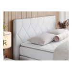 Łóżko kontynentalne KING EIGAR 160x200 - H4 - biały, ekoskóra