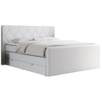 Łóżko kontynentalne KING EIGAR 200x200 - H4 - biały, ekoskóra