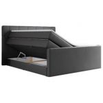 Łóżko kontynentalne KING EIGAR 120x200 - H3 - ciemnoszary, ekoskóra