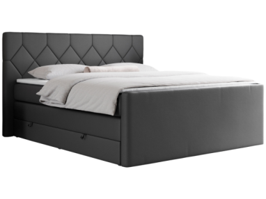 Łóżko kontynentalne KING EIGAR 120x200 - H4 - ciemnoszary, ekoskóra