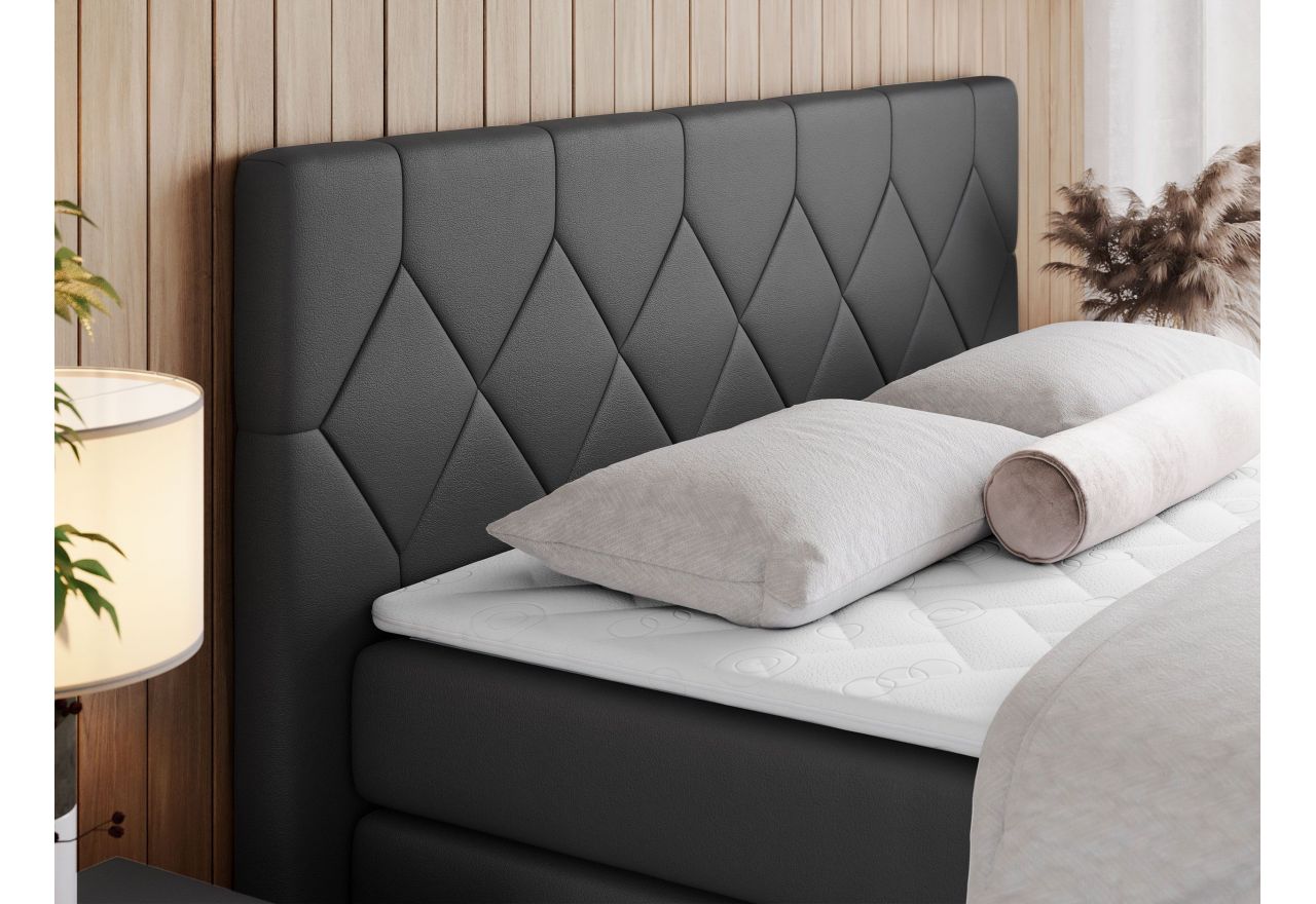 Łóżko kontynentalne KING EIGAR 120x200 - H4 - ciemnoszary, ekoskóra