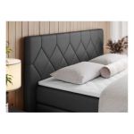 Łóżko kontynentalne KING EIGAR 120x200 - H4 - ciemnoszary, ekoskóra