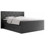 Łóżko kontynentalne KING EIGAR 140x200 - H4 - ciemnoszary, ekoskóra