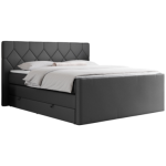 Łóżko kontynentalne KING EIGAR 200x200 - H4 - ciemnoszary, ekoskóra